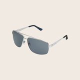 Silver Metal Smoke Mirror Aviator Sunglasses
