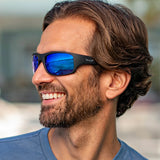 Polarized Blue Mirror Wrap Sunglasses