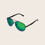 Polarized Satin Black Metal Aviator Sunglasses