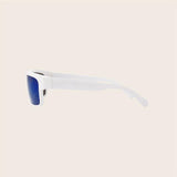 Polarized White Rectangle Sunglasses w/ Navy Cord