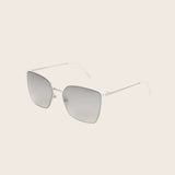 Classic White Metal Flat Square Frame Sunglasses