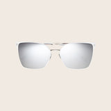 Classic White Metal Flat Square Frame Sunglasses