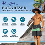 Polarized Digital Blue Shield Wrap Yellow Mirror Sunglasses