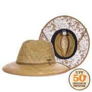 Floral Underbrim Deluxe Rush Straw Lifeguard Hat