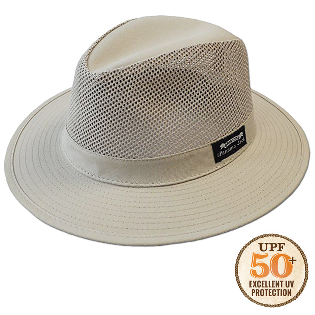 Panama Jack Men's Original Canvas Safari Sun Hat, 2 1/2 Brim, UPF (SPF)  50+ Sun Protection (Natural, Medium)