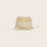 Kids Packable Handwoven Straw Western Sun Hat