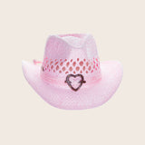 Kids Packable Handwoven Straw Western Sun Hat