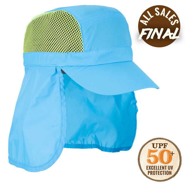 Panama Jack Kids Beach Hat - Nylon & Mesh, Sun Shield Neck Flap, Adjustable Closure (Turquoise)