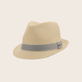 Striped Band Matte Toyo Fedora Hat