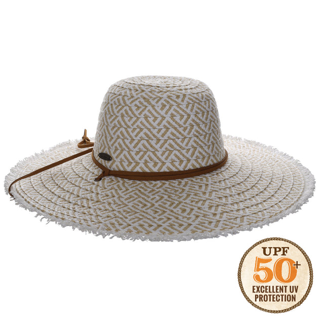 Round Crown Frayed Brim Straw UPF 50+ Sun Hat – Panama Jack®