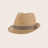 Striped Band Matte Toyo Fedora Hat