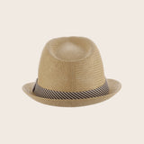 Striped Band Matte Toyo Fedora Hat