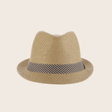 Striped Band Matte Toyo Fedora Hat