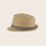 Striped Band Matte Toyo Fedora Hat
