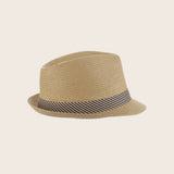 Striped Band Matte Toyo Fedora Hat