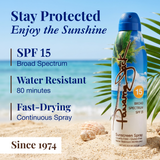 Protector solar en aerosol continuo SPF 15
