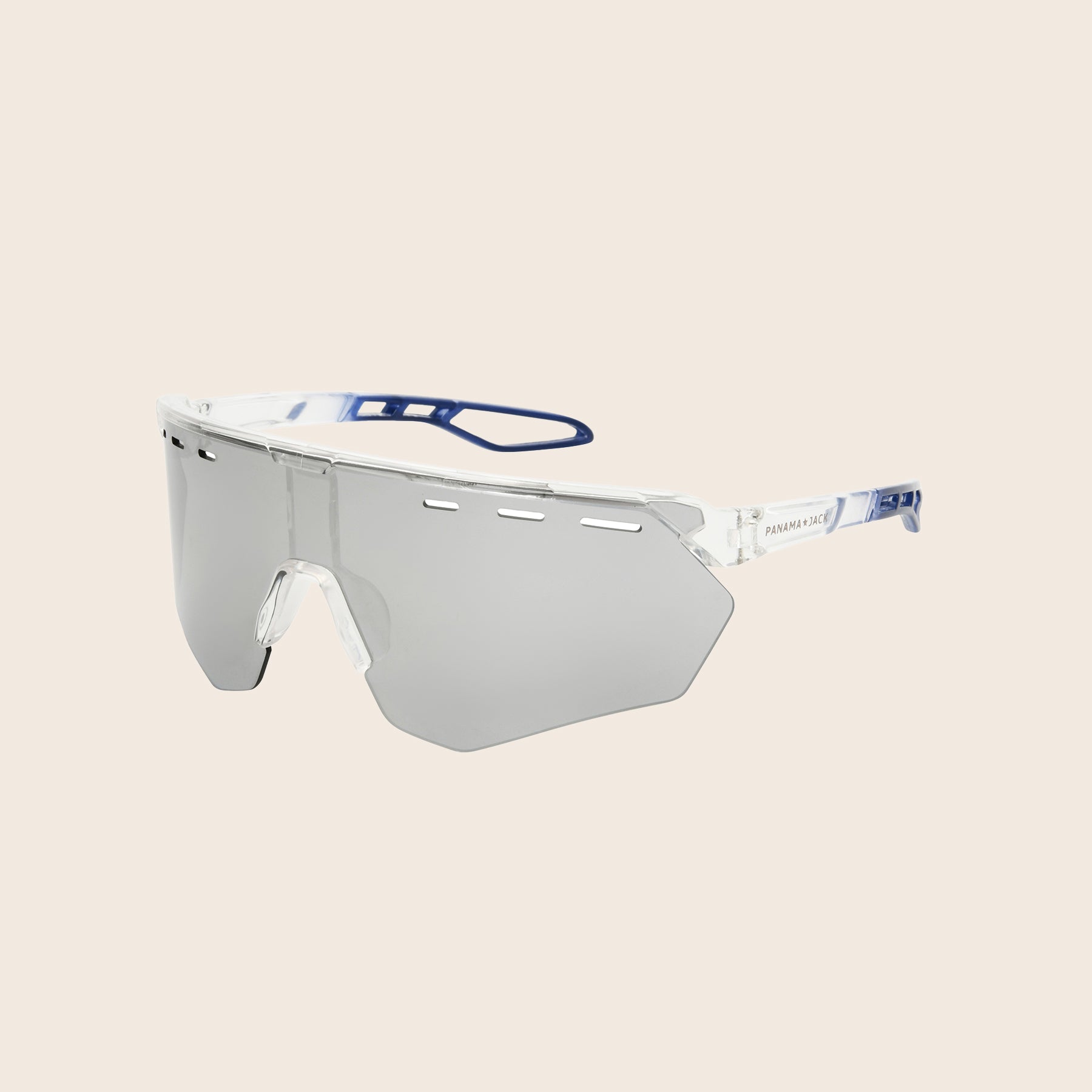 Panama Jack Sunglasses with reflective lenses on a beige background