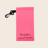 Pink Panama Jack sunglasses case with on a beige background
