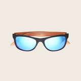 Blue Rubberized Wood Print Sunglasses with Mirror Lens
