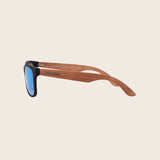 Blue Rubberized Wood Print Sunglasses with Mirror Lens