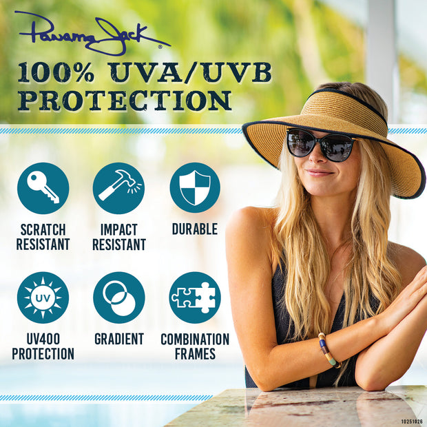 Panama Jack Rose Gold Sunglasses - 100% UVA-UVB Sun Protection, Impact Resistant Lenses