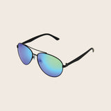 Polarized Satin Black Metal Aviator Sunglasses