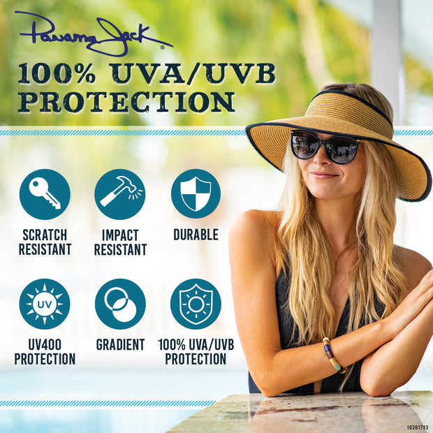Panama Jack Large Oval Sunglasses - Brown & Turquoise, 100% UVA-UVB Sun Protection, Impact Resistant Lenses