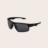 Polarized Matte Black Smoke Wrap Sunglasses
