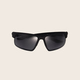 Polarized Matte Black Smoke Wrap Sunglasses