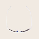 Polarized White Rectangle Sunglasses w/ Navy Cord