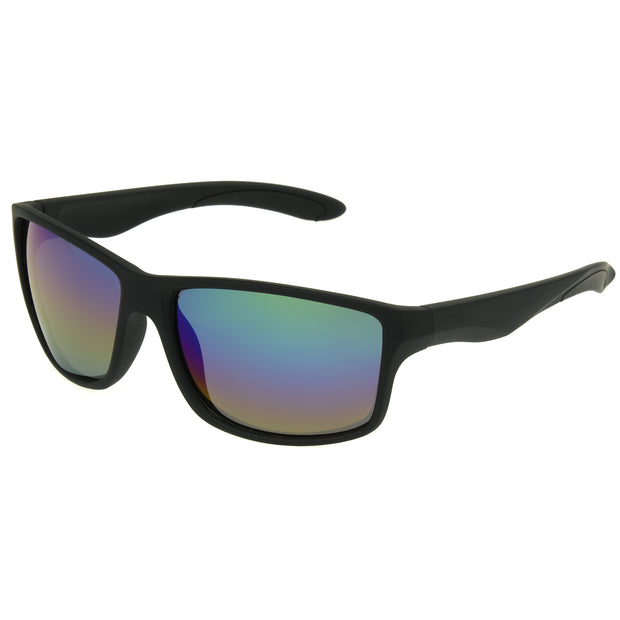 Panama Jack Polarized Matte Black Classic Wrap Sunglasses, 100% UVA UVB Sun Protection