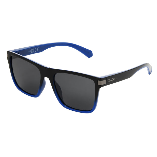 Polarized Black & Blue Square Smoke Sunglasses