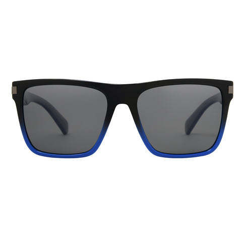 Polarized Black & Blue Square Smoke Sunglasses