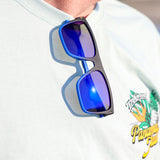 Polarized Black & Blue Square Smoke Sunglasses