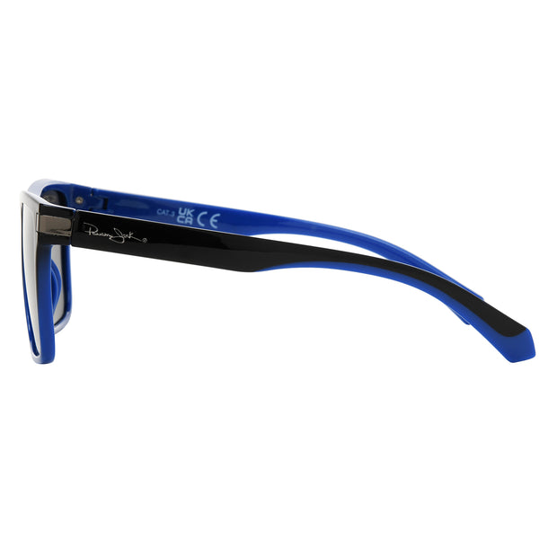 Polarized Black & Blue Square Smoke Sunglasses