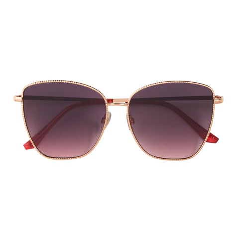 Fashion Rose Gold Metal Square Sunglasses