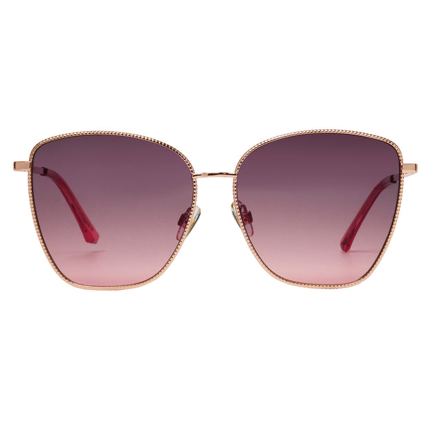 Fashion Rose Gold Metal Square Sunglasses