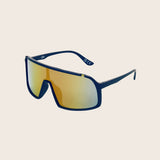 Polarized Digital Blue Shield Wrap Yellow Mirror Sunglasses
