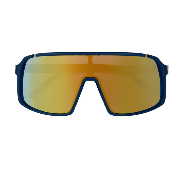 Polarized Digital Blue Shield Wrap Yellow Mirror Sunglasses