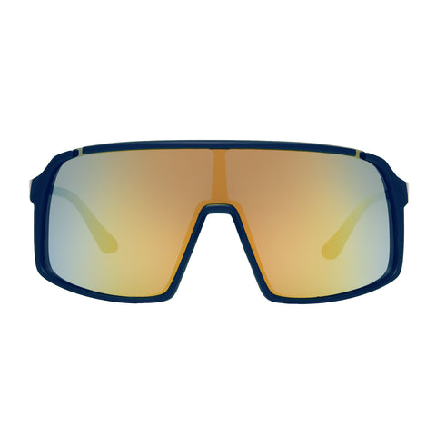 Polarized Digital Blue Shield Wrap Yellow Mirror Sunglasses