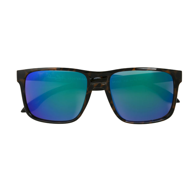 Surf Brown Tort Flat Top Green Mirror Sunglasses