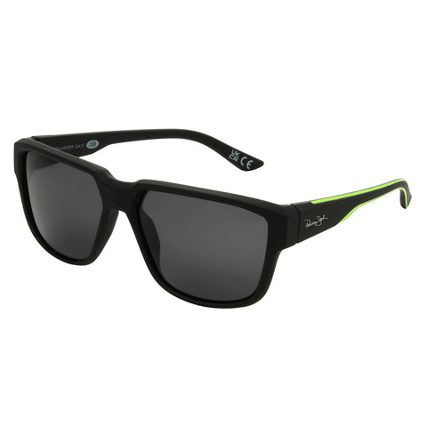 Polarized Classic Matte Black & Green Trim Sunglasses