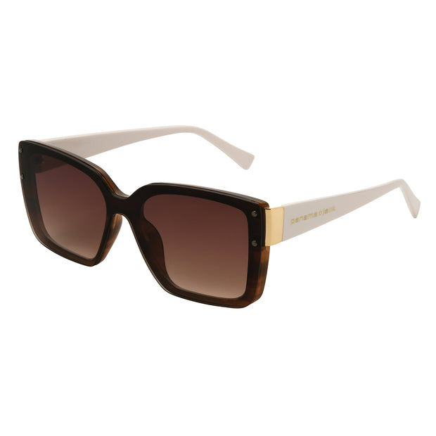 Classic Two-Tone Large Square Frame Sunglasses