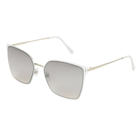 Classic White Metal Flat Square Frame Sunglasses