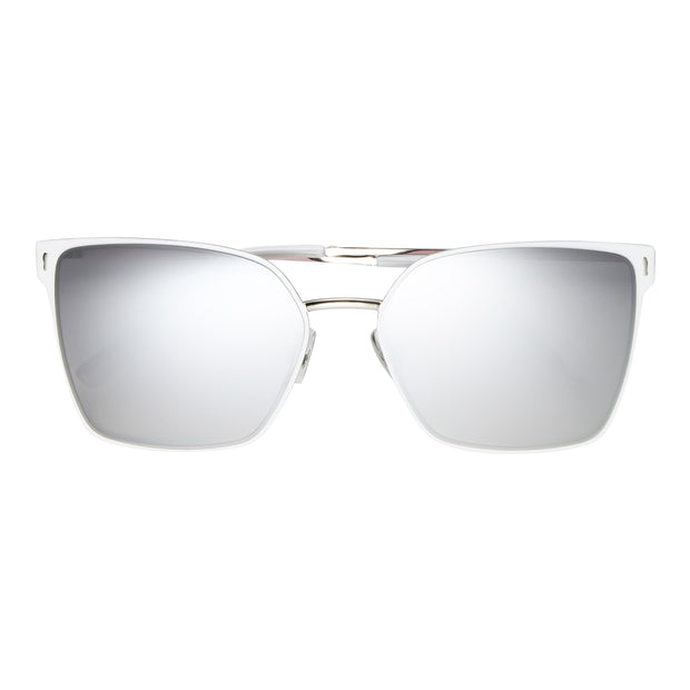 Classic White Metal Flat Square Frame Sunglasses