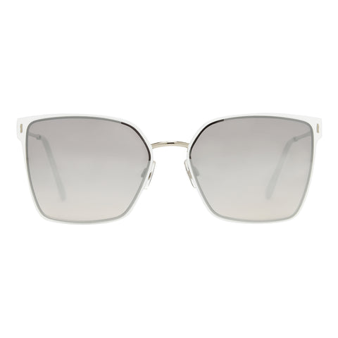 Classic White Metal Flat Square Frame Sunglasses