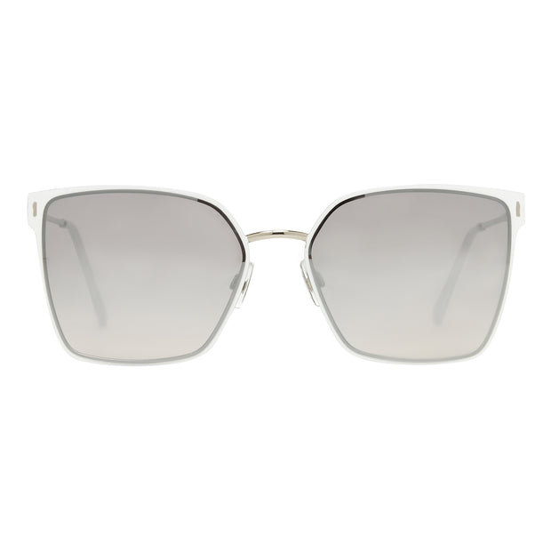 Classic White Metal Flat Square Frame Sunglasses