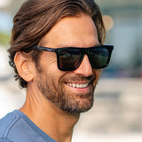 Dunes | Premium Polarized Shiny Black Square Sunglasses