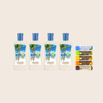Set of Panama Jack sunscreen bottles and tubes on a beige background