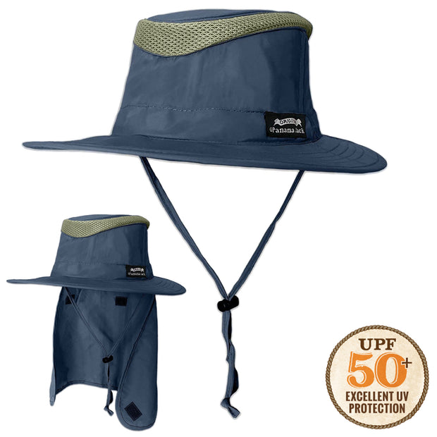 Panama Jack USA Bucket Hat - Lightweight, Packable, UPF (SPF) 50+ Sun  Protection, 2 3/4 Big Brim (Navy, Large) 